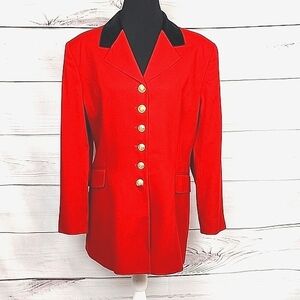 Lauren Ralph Lauren Vintage Woman Size 16 Red Wool Equestrian Riding Blazer